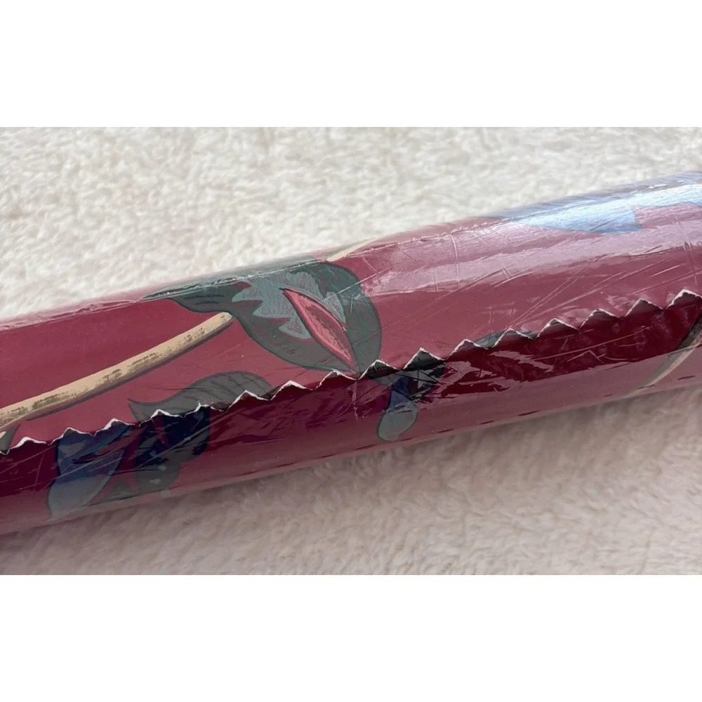 Vintage NOS Waverly Wallpaper Roll Burgundy Blue Floral Double Roll 60.75 Sq Ft